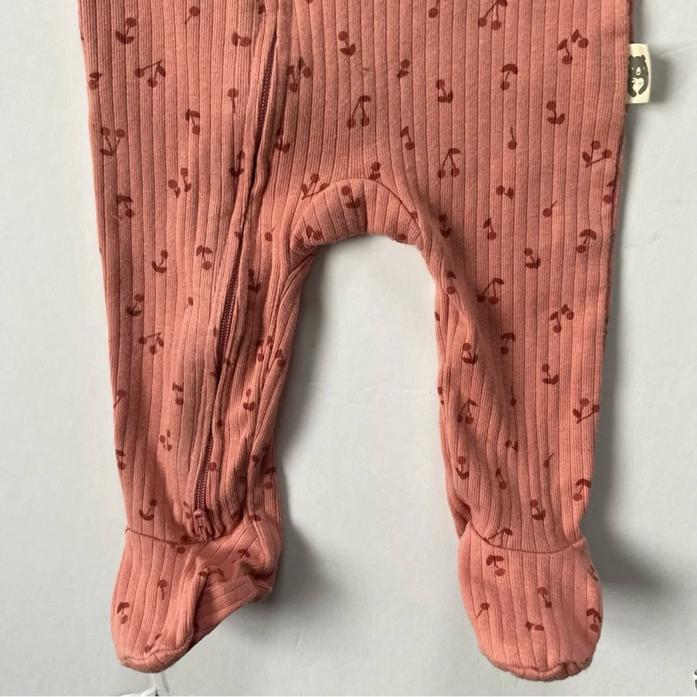 Rabbit + Bear One Piece 3 6 Months Romper Organic Cotton Rose Pink Baby Girls